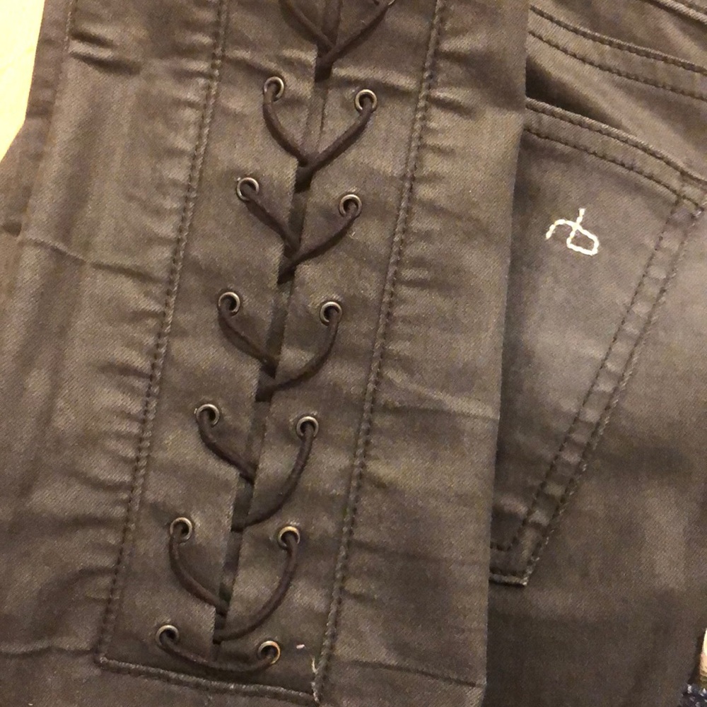 Rag & Bone Lace Up Skinny Black Jean